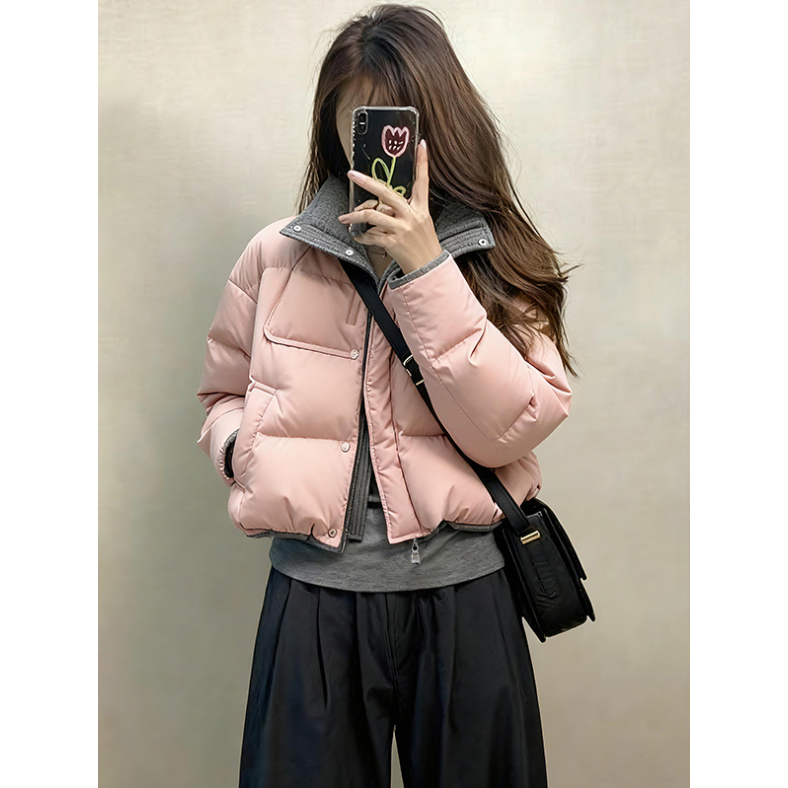 2026新款巨好看的加厚粉色短款夹棉洋气保暖棉服外套女款冬季棉袄