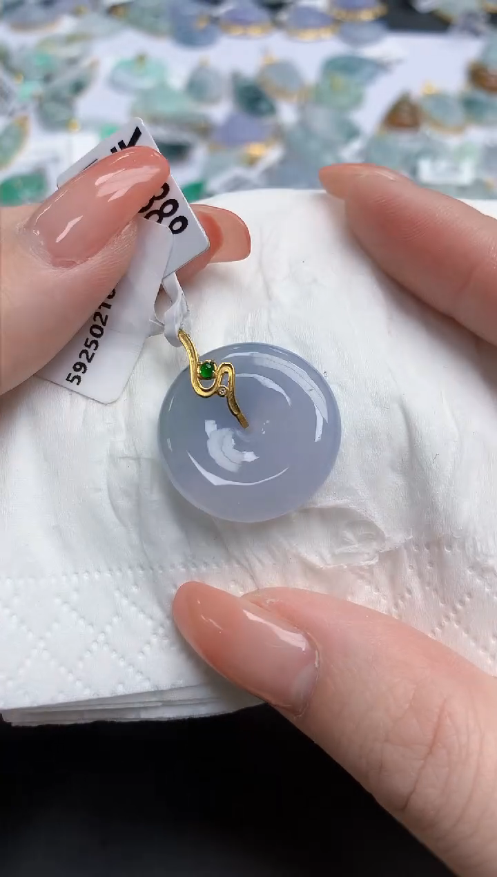 【闪购商品】翡翠颈饰18K金镶嵌天然缅甸翡翠A货