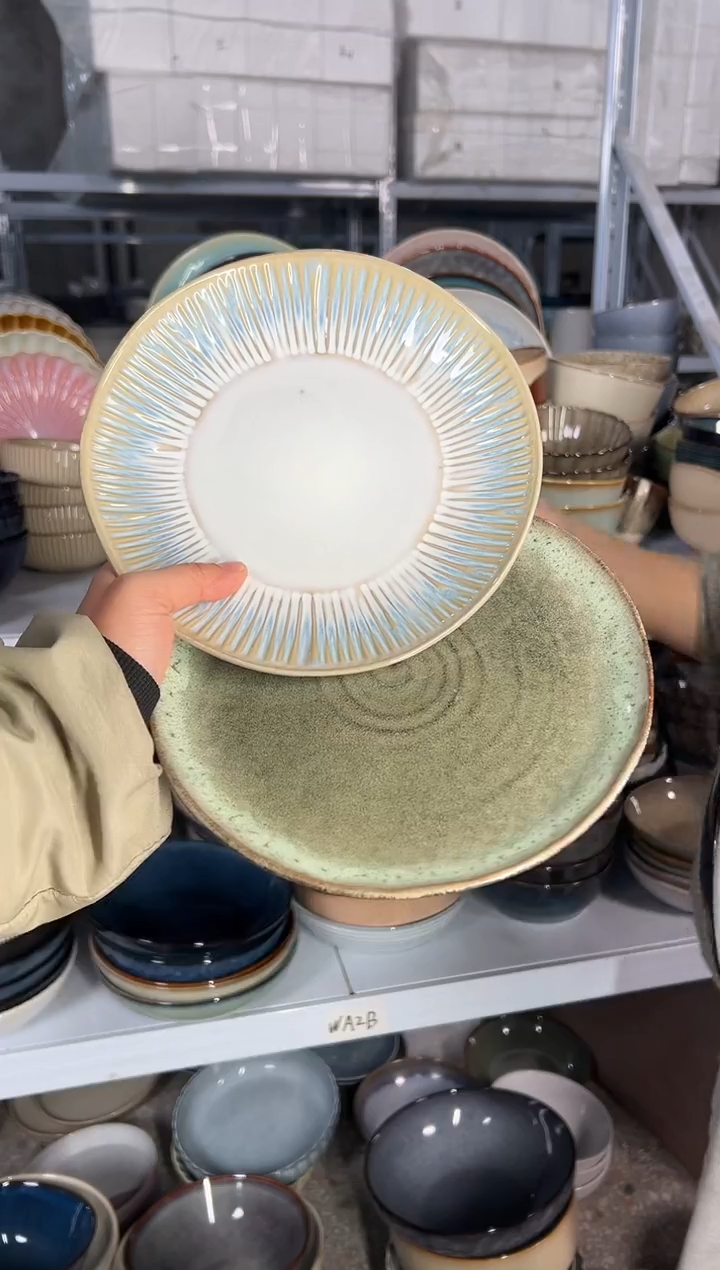 陶瓷外贸尾货瑕疵满20包邮X2小盘8英寸20厘米