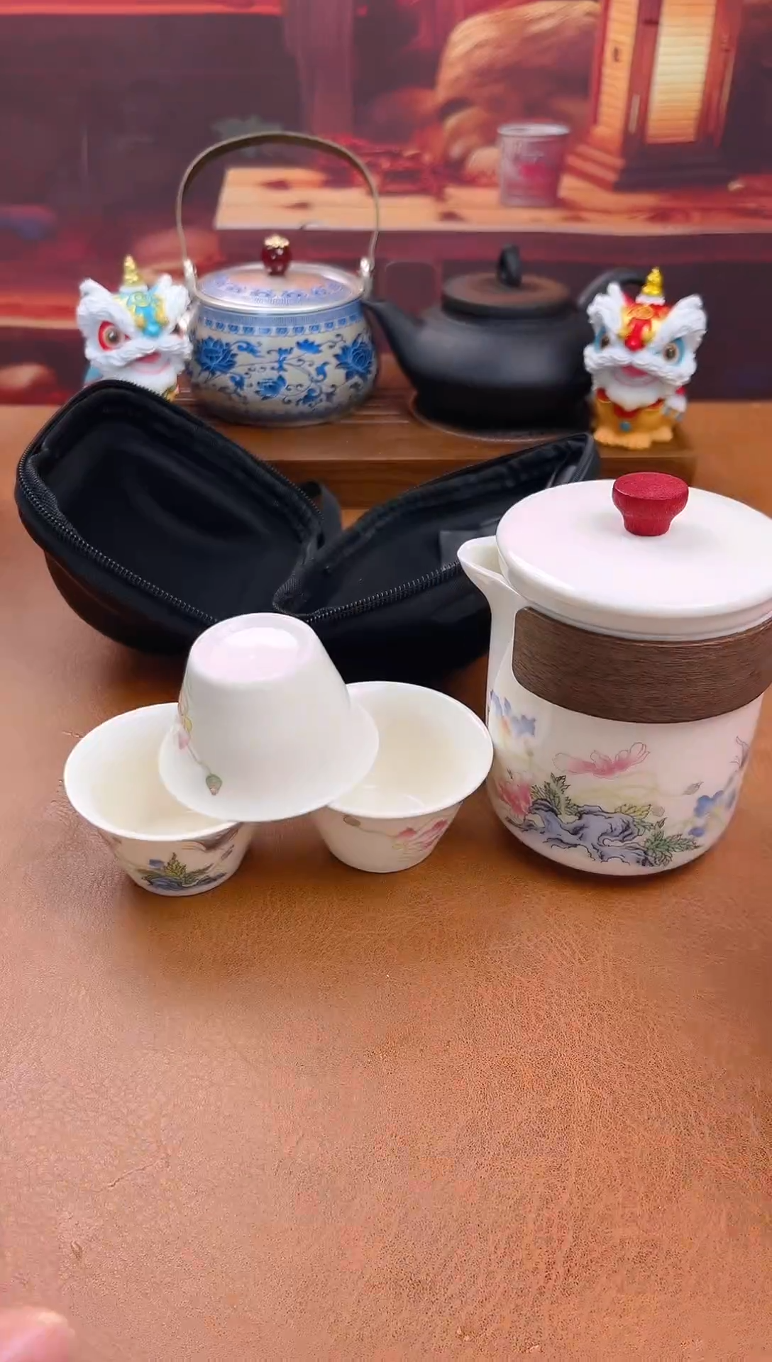 陶瓷茶具摆件旅行套组