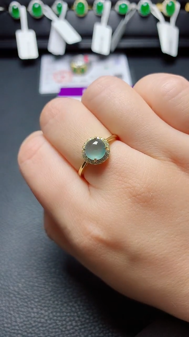 银S925镶嵌戒指翡翠天然翡翠A货s925银镶