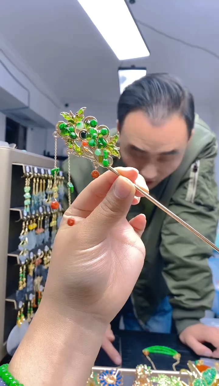 【闪购商品】翡翠耳饰合金0309翡翠发簪