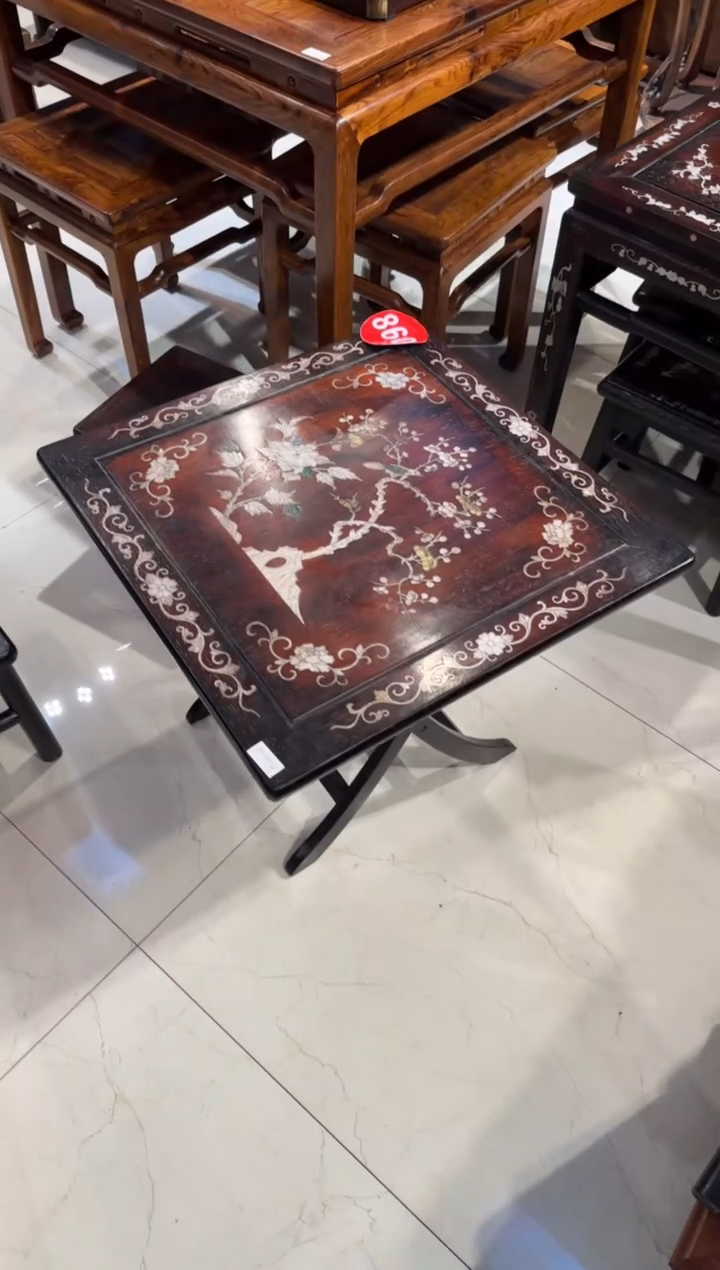 木木头款紫檀镶嵌折叠桌1980