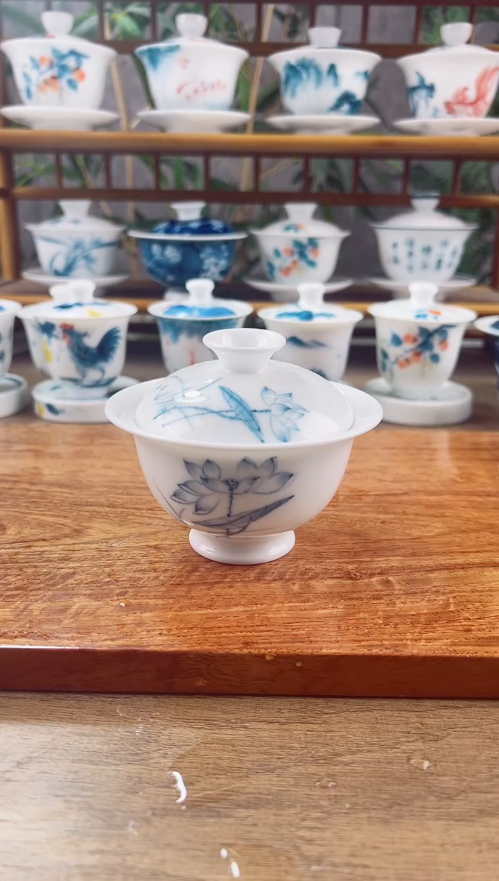 【闪购商品】全品素莲二才元宝盖碗