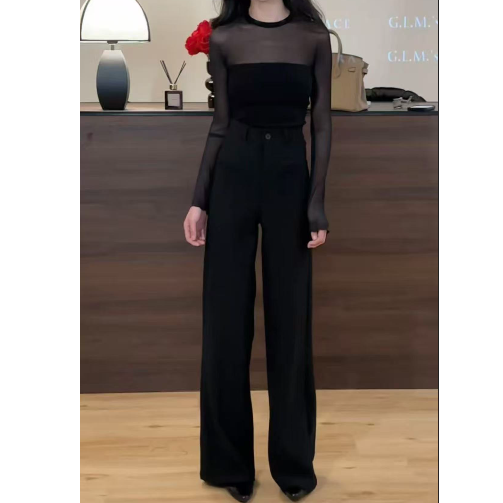 高腰显瘦垂感休闲百搭直筒秋冬阔腿2025新款西装裤（带腰带）99886#