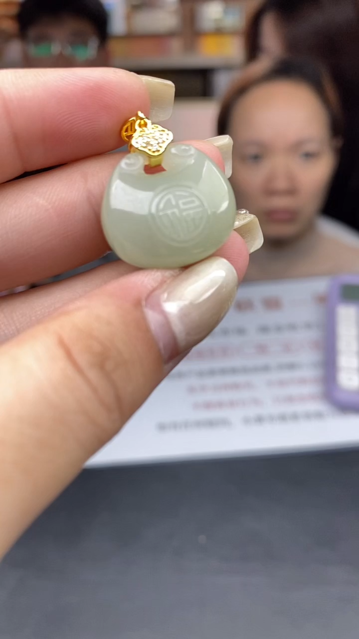 吊坠(不含链)银S925镶嵌和田玉多样性发其一-吊坠-D11014