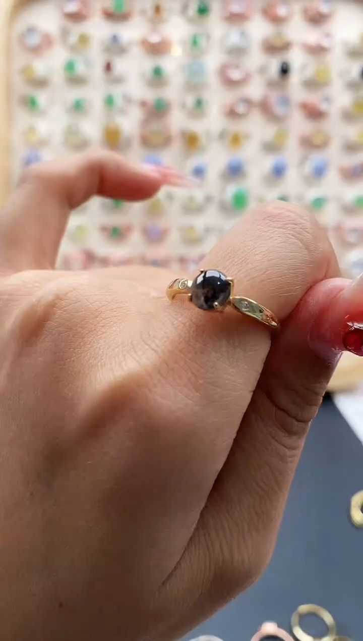 【闪购商品】翡翠戒指银S925镶嵌缅甸天然A货翡翠222 4+1