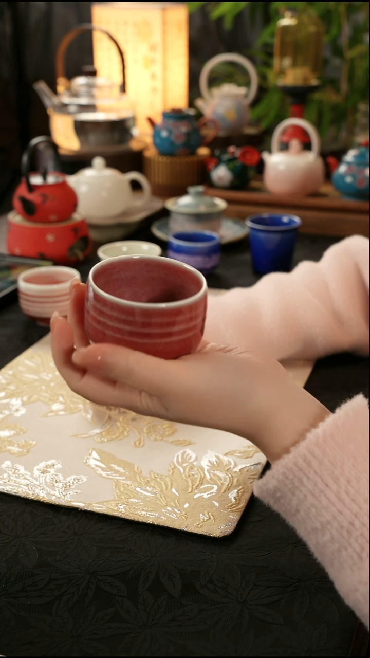 青云茶斋陶瓷茶具楚门豇豆红杯