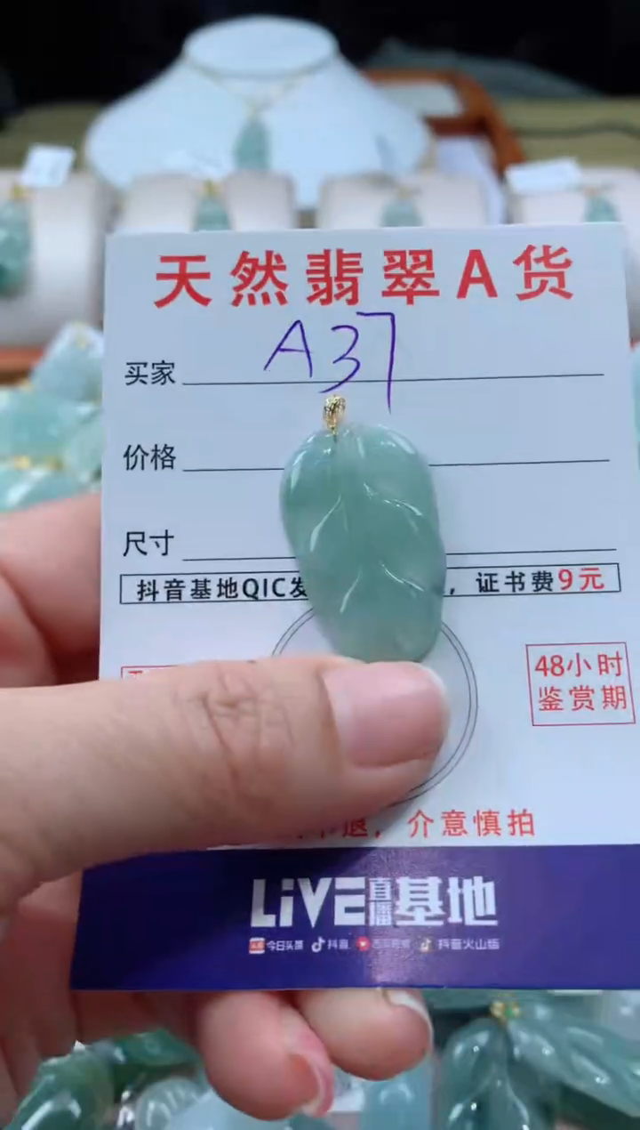 【闪购商品】翡翠颈饰18K金镶嵌天然缅甸A货翡翠