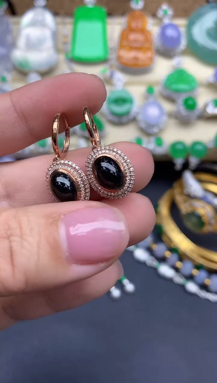 【闪购商品】翡翠耳饰18K金镶嵌447-中国好珍宝