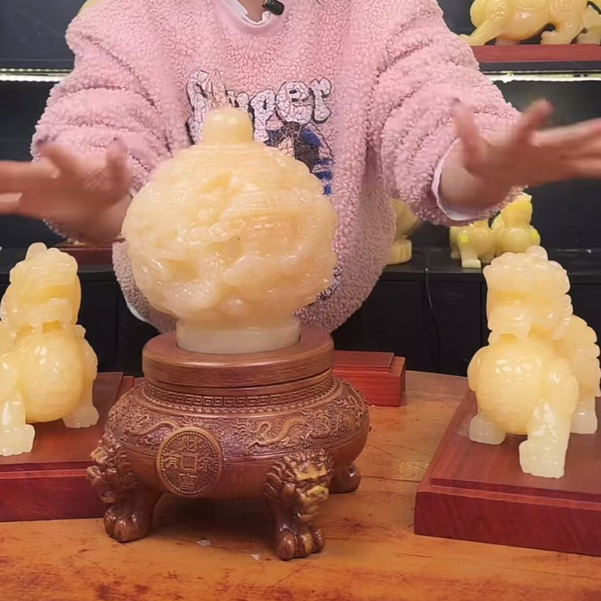 《专属1-1》家居乔迁开业办公室装饰送礼大厅玄关摆件天然玉石摆件