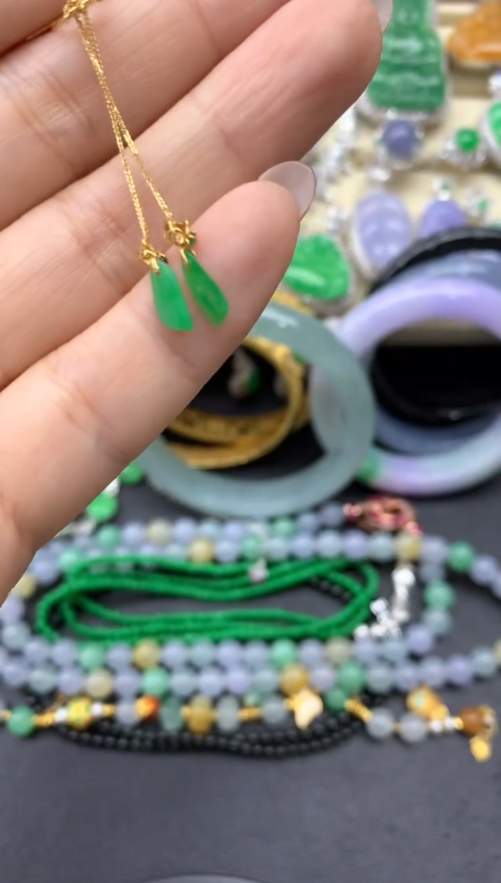 【闪购商品】翡翠耳饰18K金镶嵌43-中国好珍宝