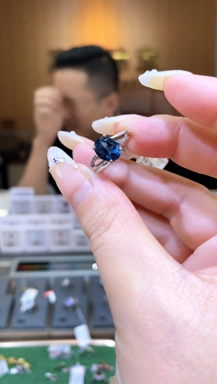 【闪购商品】托帕石戒指银S925镶嵌天然托帕石戒指