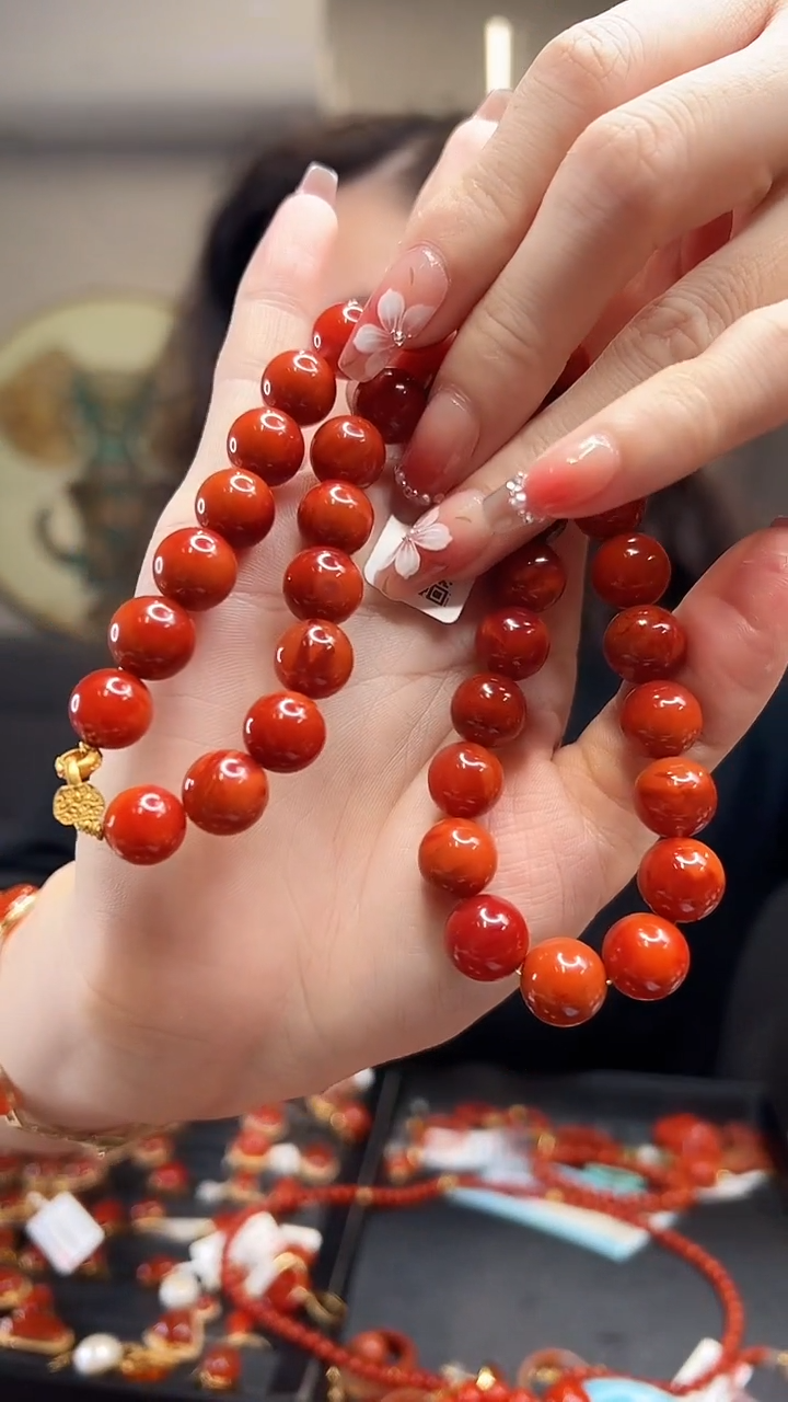 【闪购商品】南红玛瑙项链未镶嵌10mm+/40cm