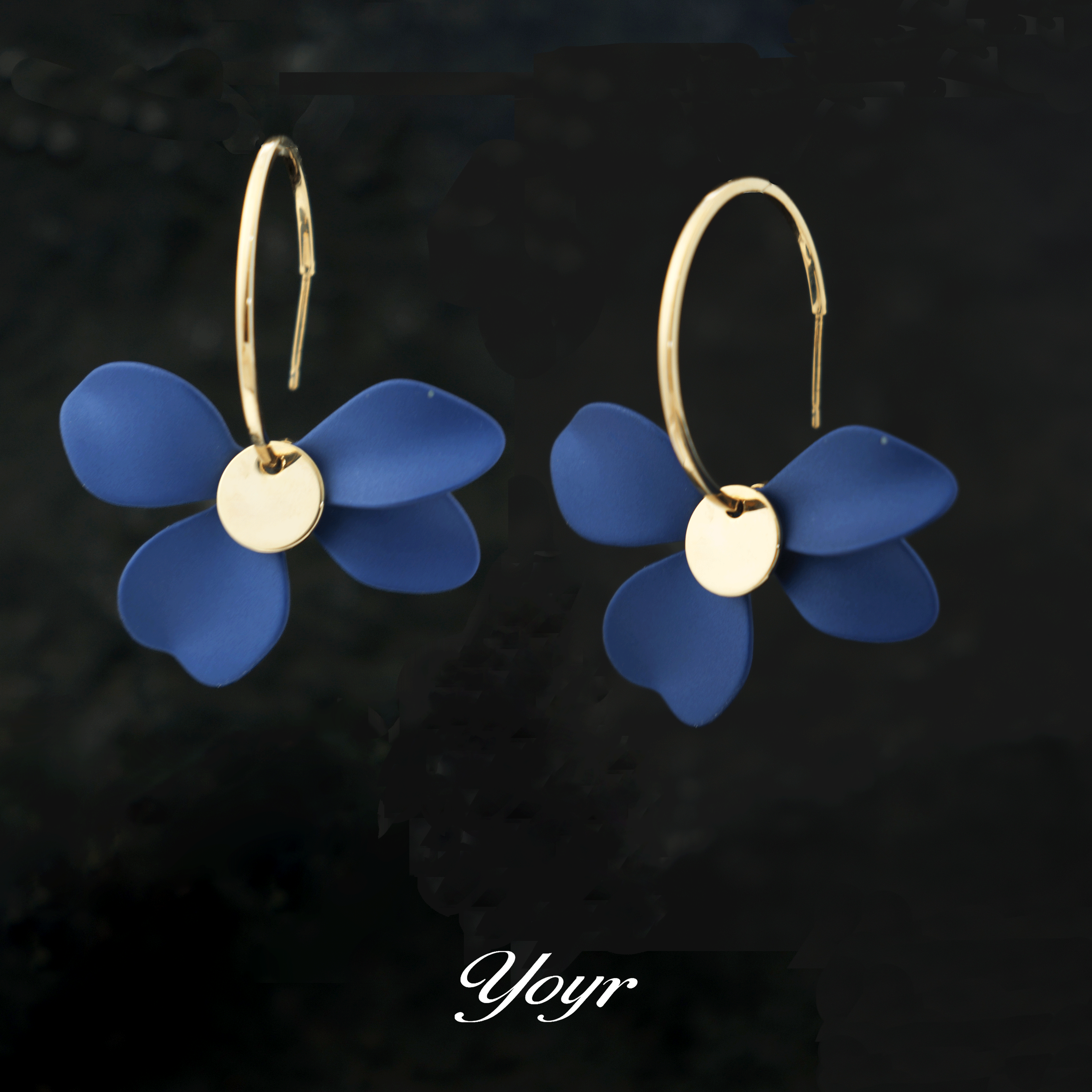 YOYR 黄铜耳饰 【秦可儿Kerr专属】澜花漾耳钉气质蓝色轻奢时尚