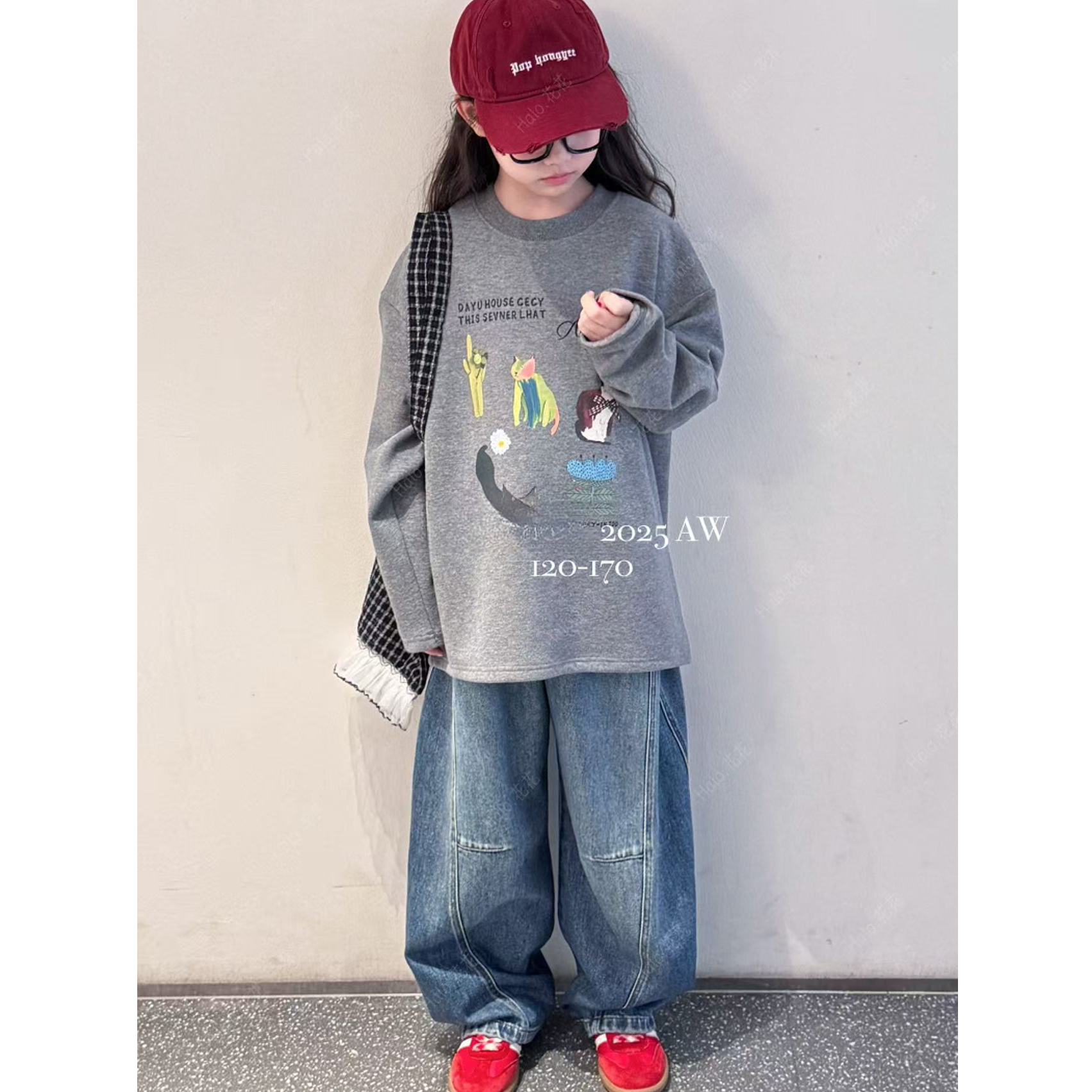 【豪宝贝】2025彩色油画图案卡通印花卫衣5799