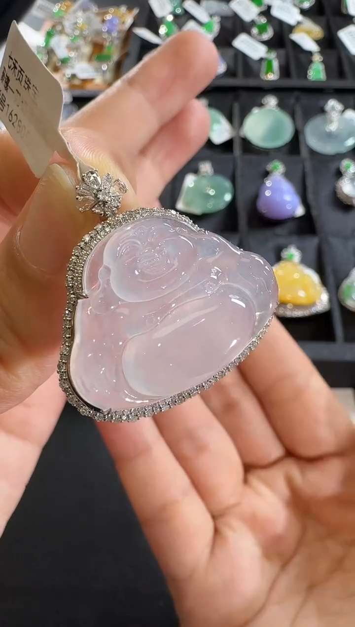 【闪购商品】翡翠吊坠(不含链)18K金镶嵌【源头工厂】钻石镶嵌