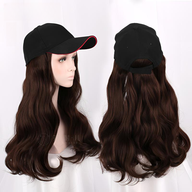 秋冬款假发帽子毛线帽子复古水桶帽渔夫帽鸭舌帽假发帽子假发一体