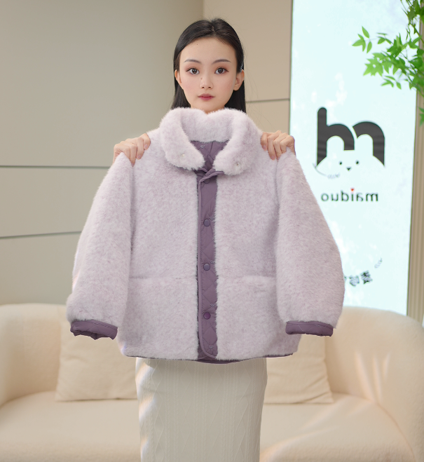 紫色冬款高克重2025新款外套加棉冬季保暖加厚亲子款时尚中大童