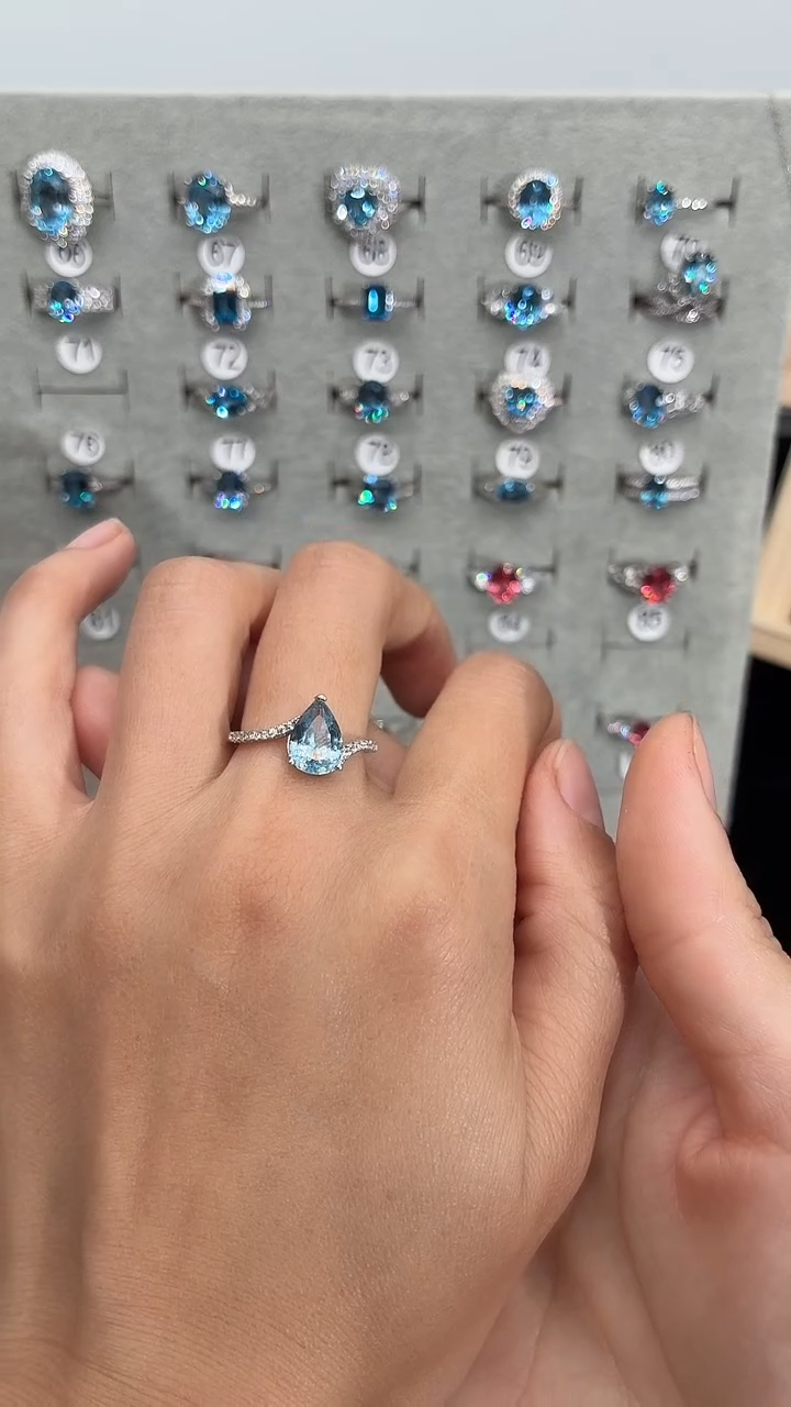 银S925镀金镶嵌戒指海蓝宝石000000