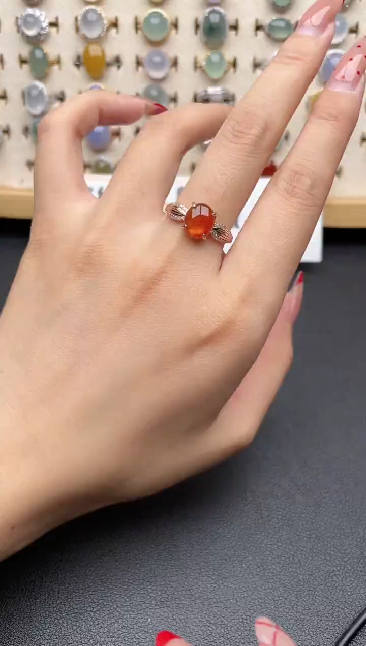【闪购商品】翡翠戒指银S925镶嵌一物一证一礼盒