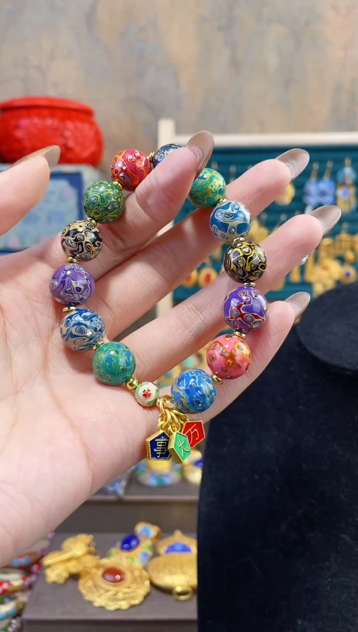 【闪购商品】非遗犀皮漆精品手串多宝色