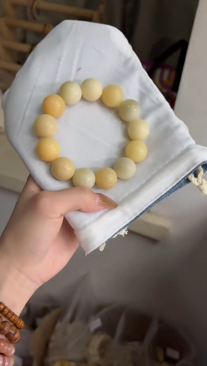 手串菩提根/象牙果沐b54黄油芝士干磨圆珠18mm手串