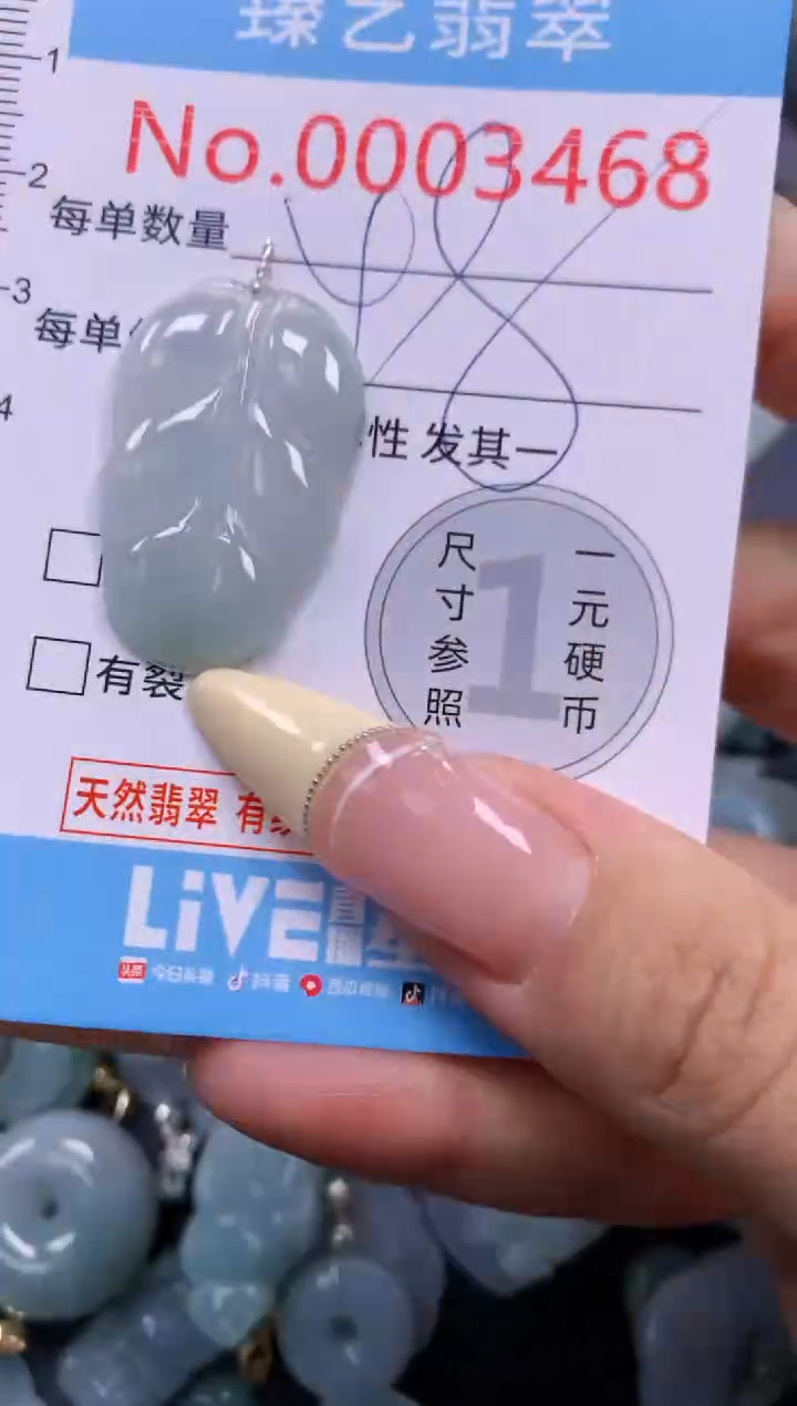 翡翠未镶嵌颈饰含绳0003468