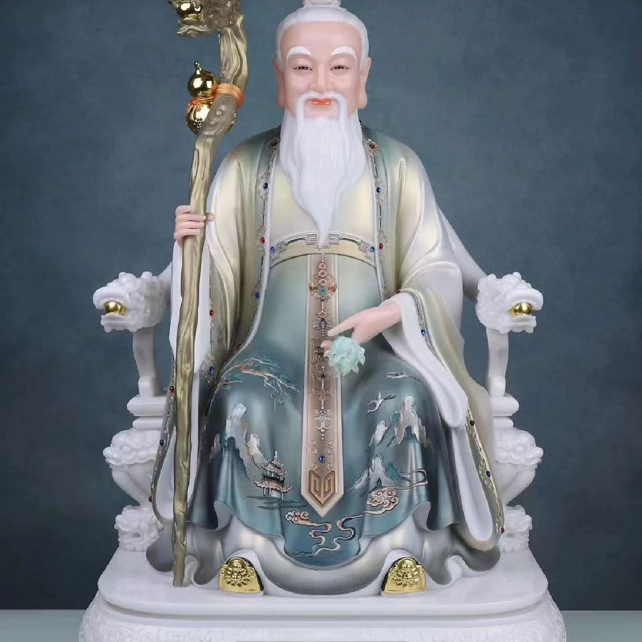 新汉白玉药王像孙思邈神医华佗药神医圣扁鹊张仲景李时珍人物摆件