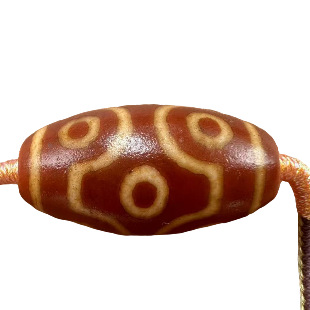 优质红肉十字莲花九眼天珠锁骨链通体牙黄沁满砂强光不透性价比高