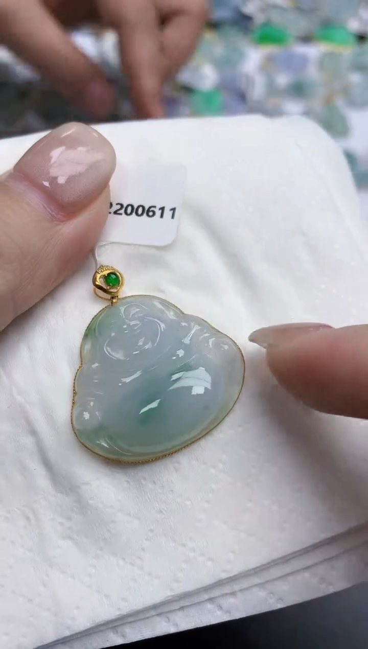 【闪购商品】翡翠颈饰18K金镶嵌天然缅甸翡翠A货