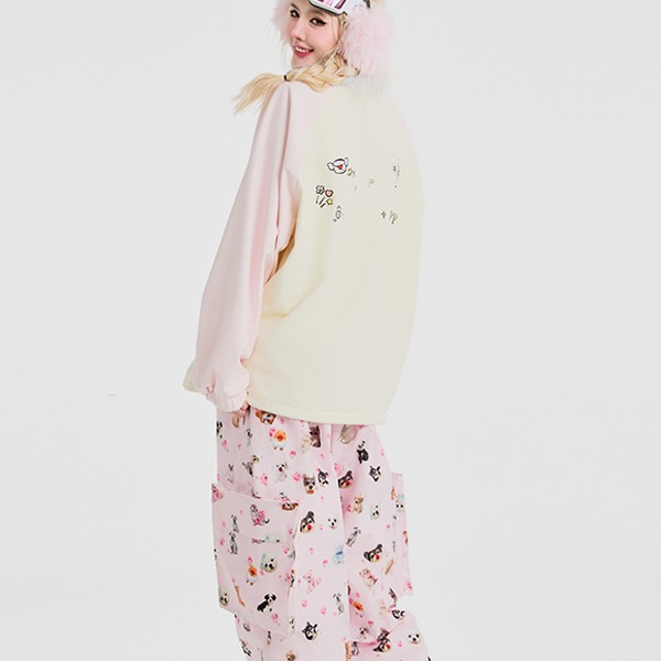 Swagli新款【猫狗大战】滑雪裤萌宠印花加绒压胶单双板滑雪服男女