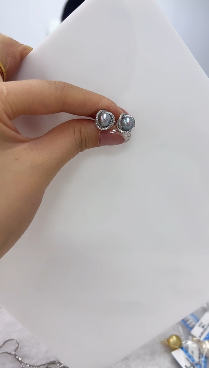 【闪购商品】海水珍珠DA银S925镶嵌耳钉 6 C523