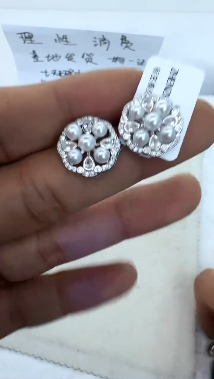 【闪购商品】海水珍珠耳饰银S925镶嵌耳钉