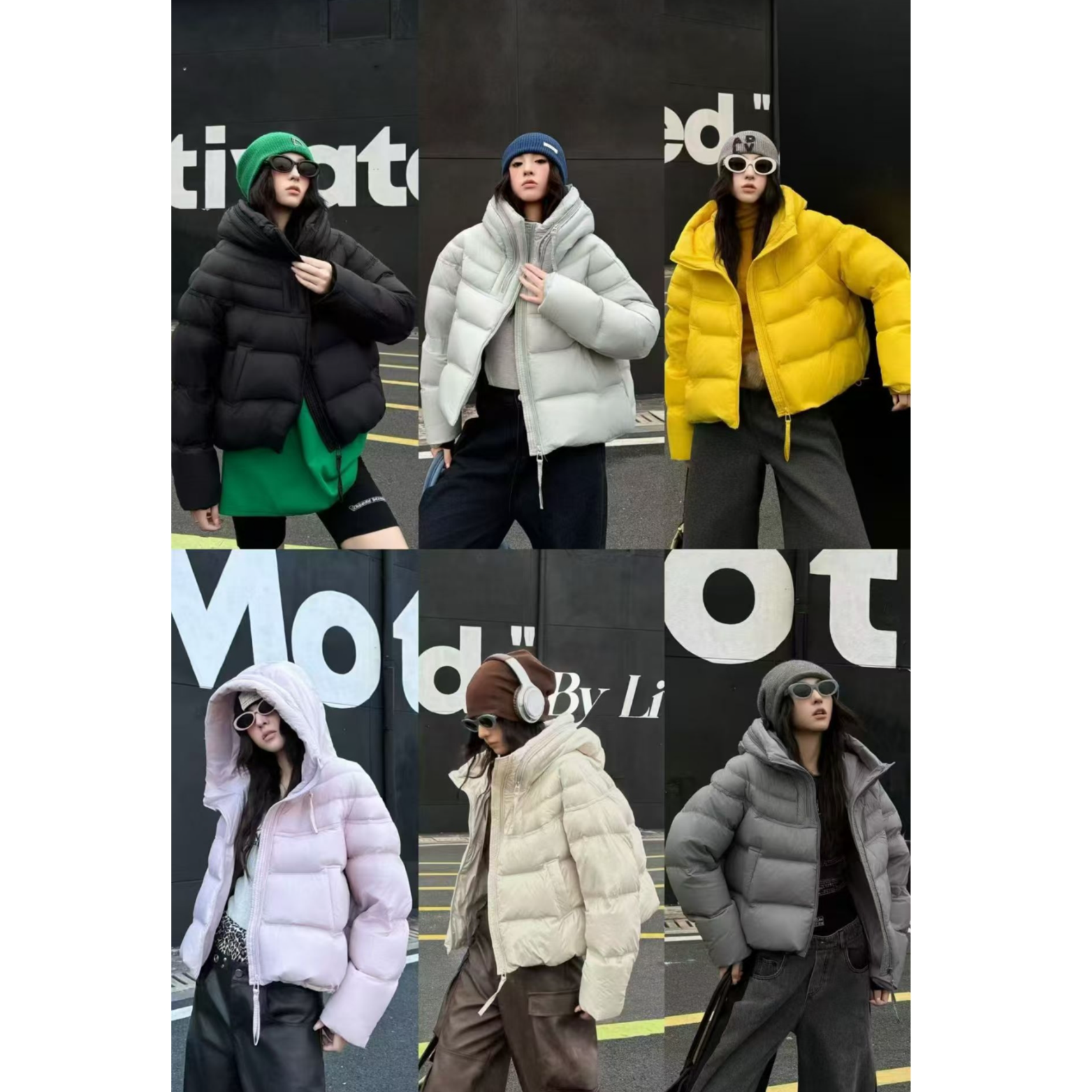 （柚子甄选）冬季连帽双拉链领时尚连帽羽绒服041