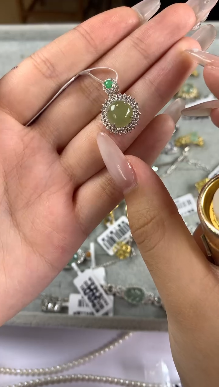 银S925镶嵌戒指翡翠吊坠
