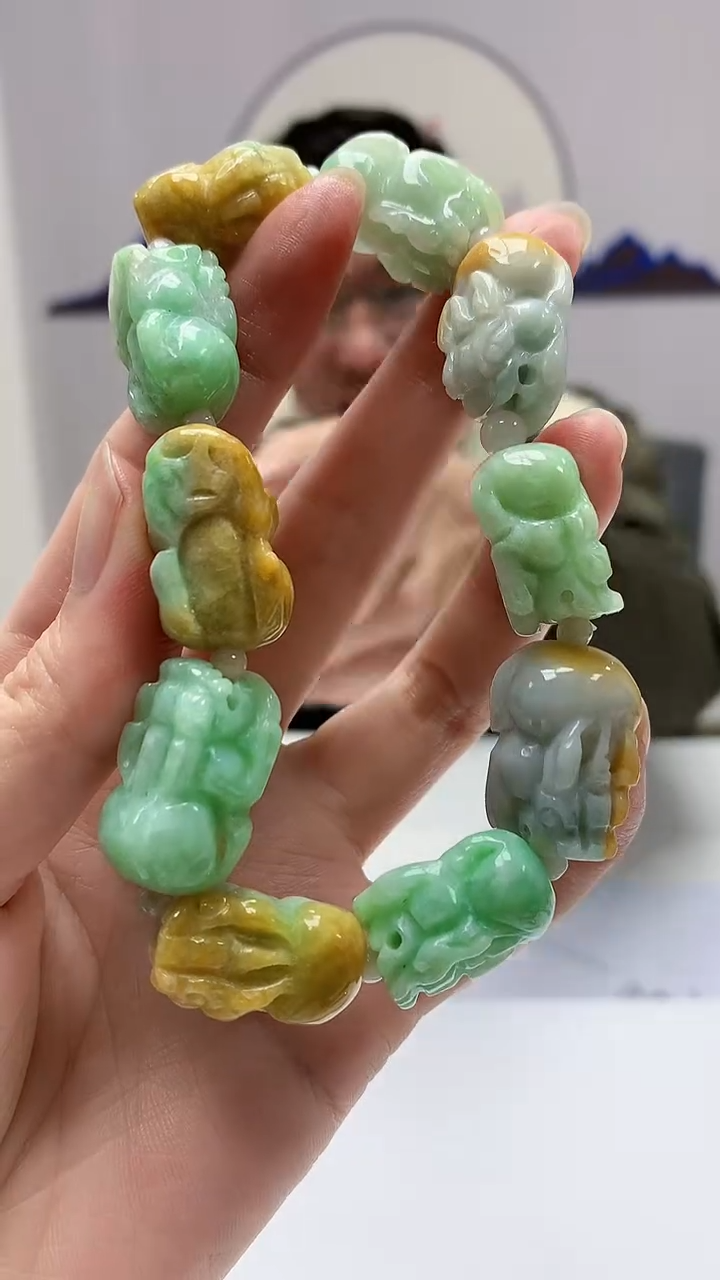 【闪购商品】定制翡翠未镶嵌5152zm-毛货手串26