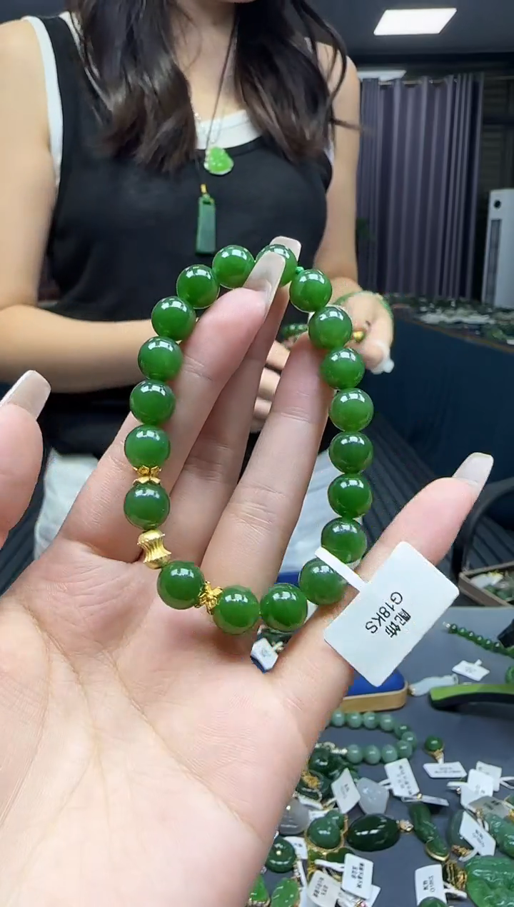 手串18K金镶嵌和田玉1