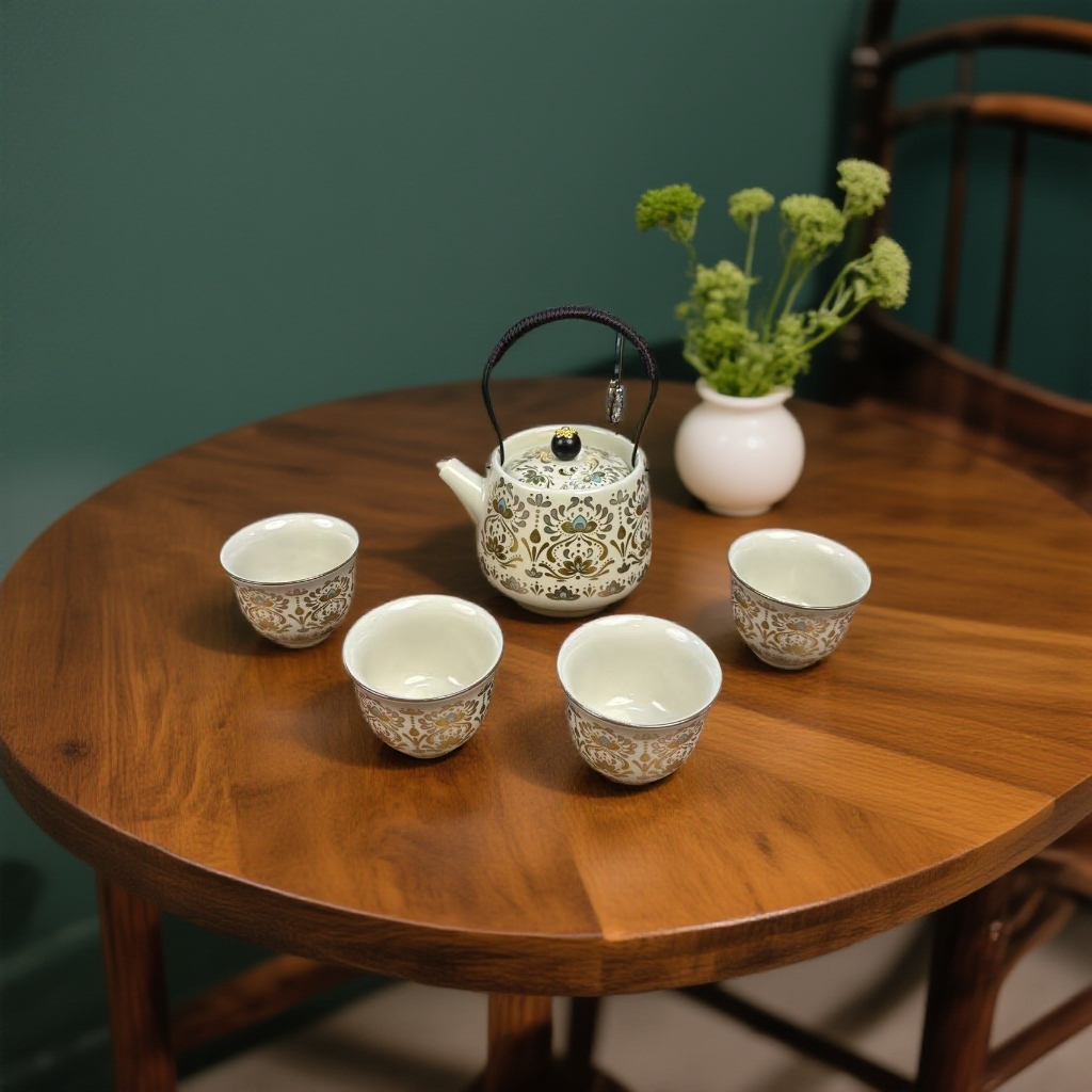 山海明珠(金）一壶  六杯+茶盘家用茶具