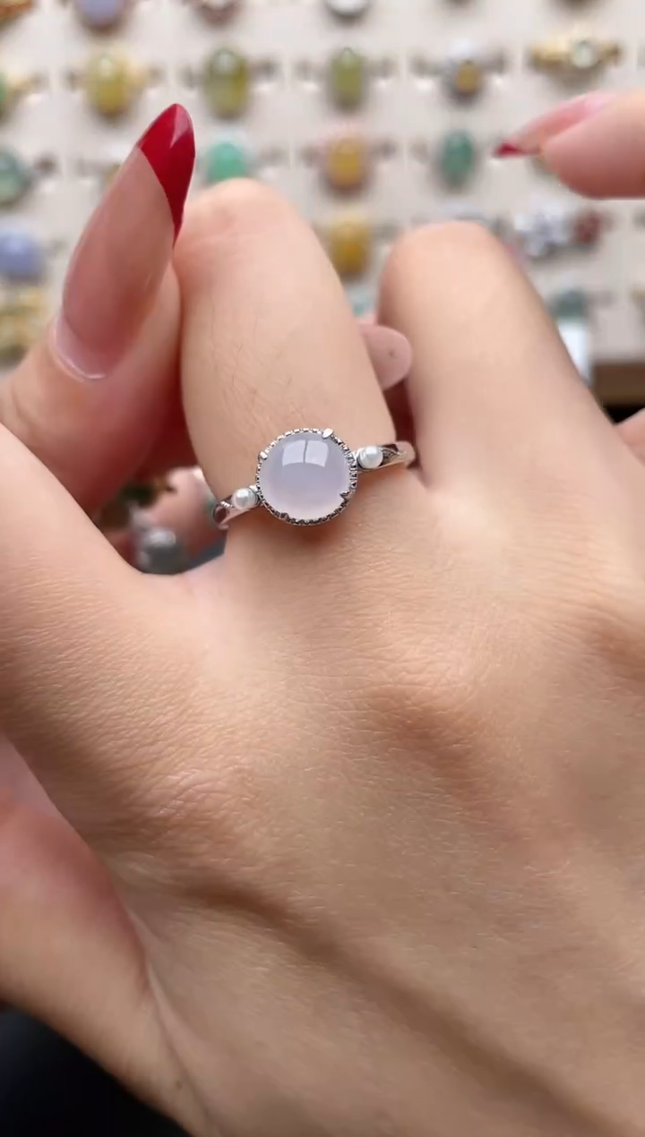 【闪购商品】翡翠戒指银S925镶嵌一物一证一礼盒