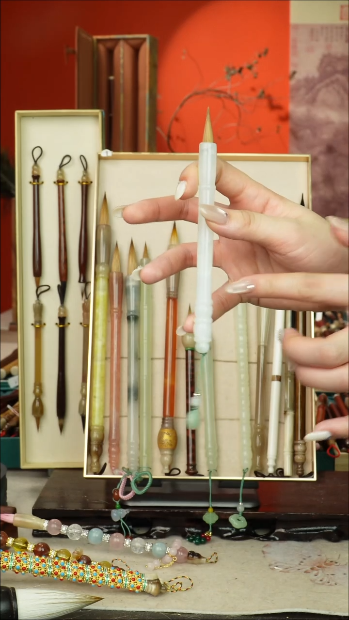 225号闪孤品高货毛笔链接 清水试笔 蘸墨不退