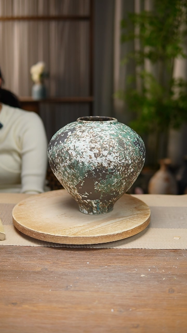 【闪购商品】陶瓷花器涂鸦绿月亮罐