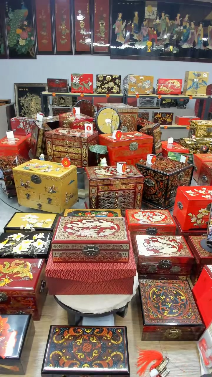 【闪购商品】23酒红双层铜丝贝壳镶嵌凤戏牡丹升级款