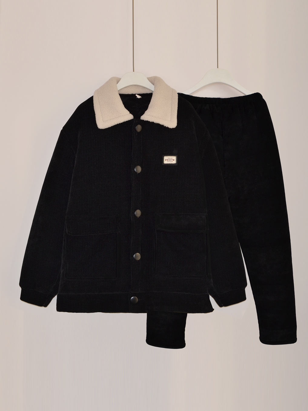 男士睡衣雪尼尔家居服套装三层加厚加绒冬季新款毛领工装可外穿