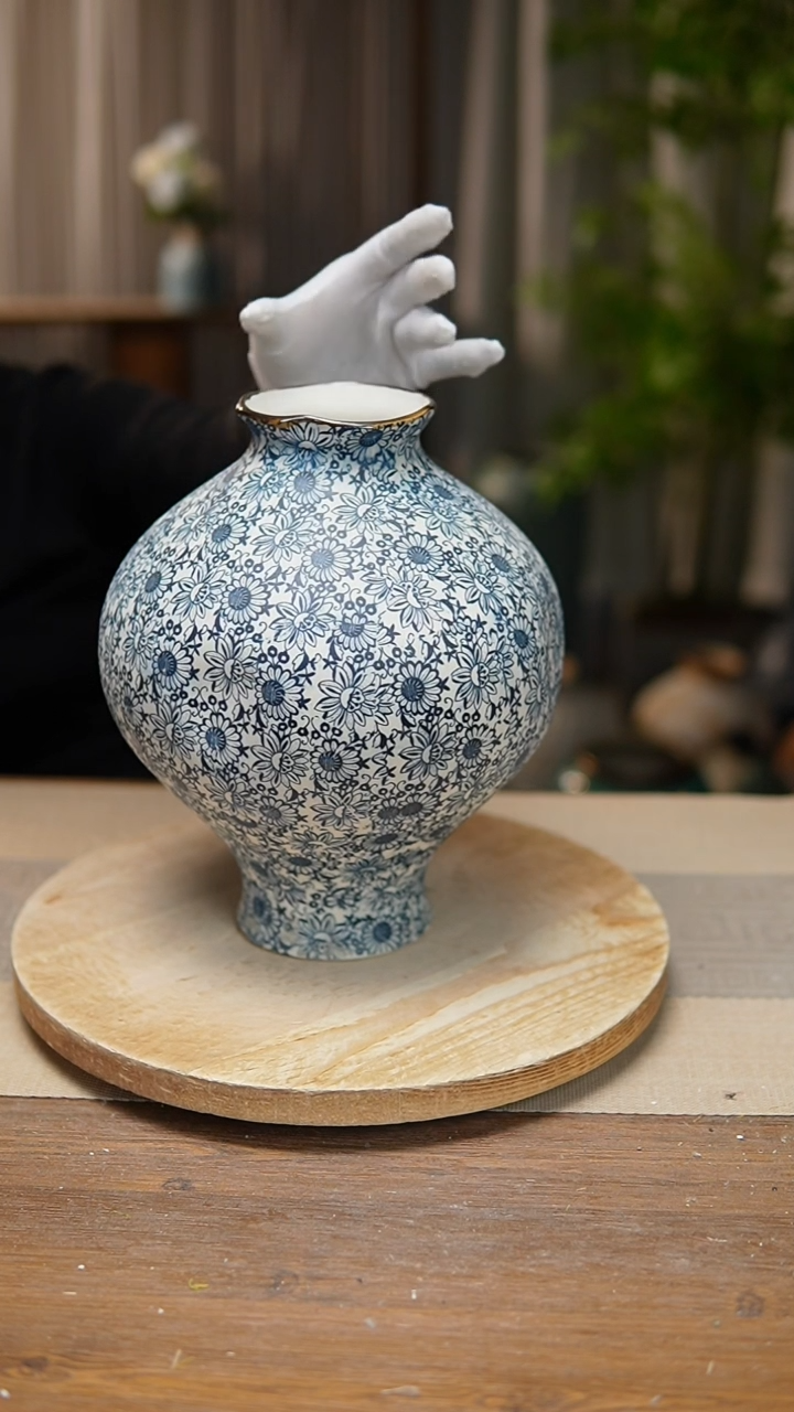 【闪购商品】陶瓷 花器青花瓷向日葵灯笼