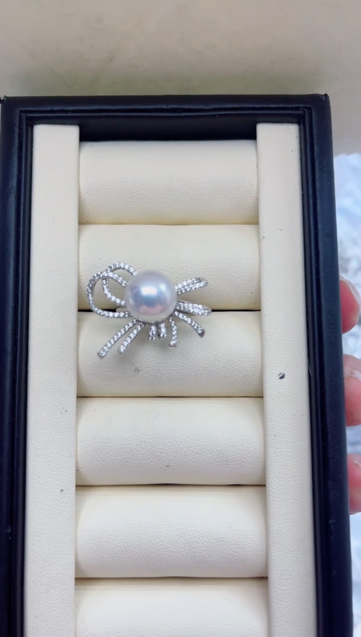 银S925镶嵌戒指淡水珍珠余****好，非无暇