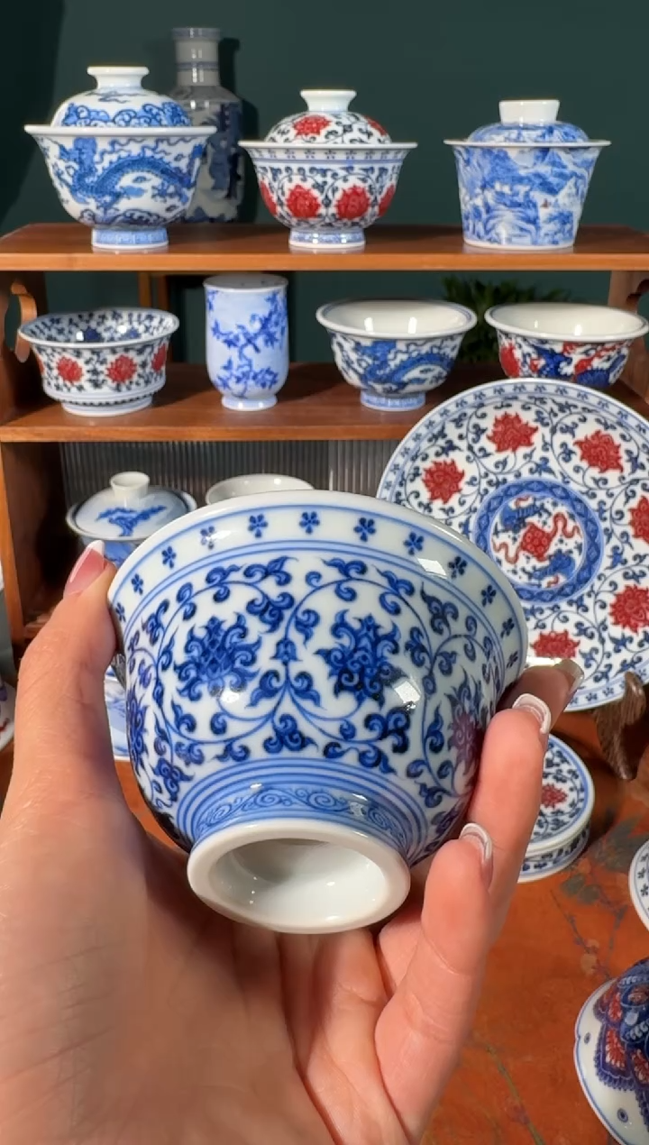 【闪购商品】杯刘建锋窑缠枝莲狮心压手杯