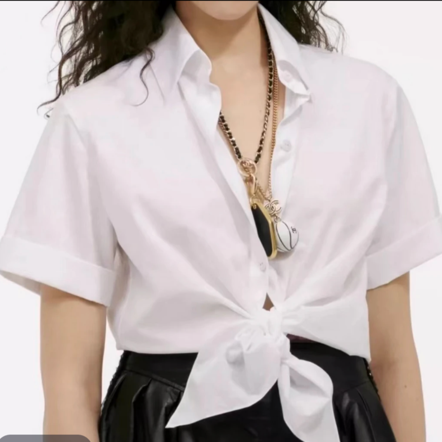 99新 Chanel/香奈儿 38码 白色 星星暗纹 短袖 衬衫