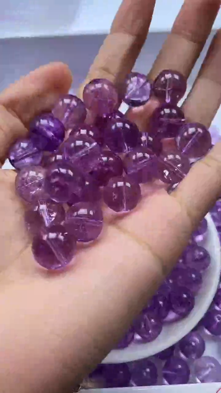 颈饰未镶嵌水晶W1696乌梅紫色碧玺12mm*5颗