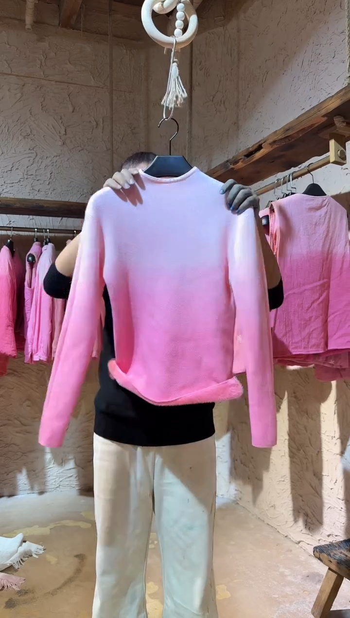 粉染加绒加厚打底衫